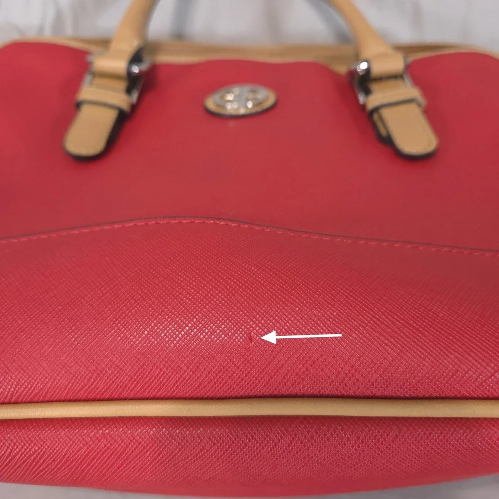 Giani Bernini Dome Satchel Crossbody Bag Red Faux Leather Adjustable Strap